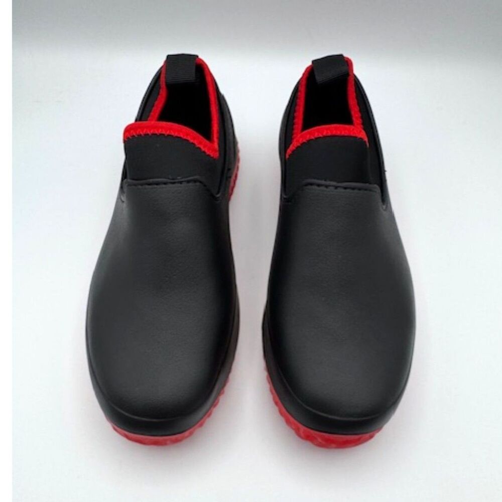 Klyvera Waterproof Slip On Work Shoes Black/Red Unisex EU 36 US 5.5 Non-Slip NEW